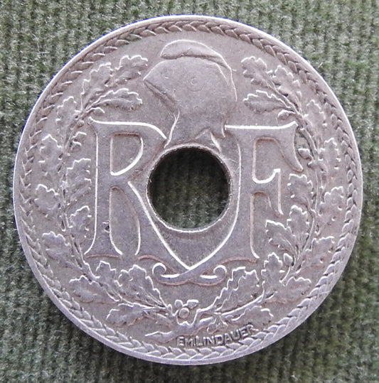 French 1933 25 Centimes Coin Monogram Within Wreath