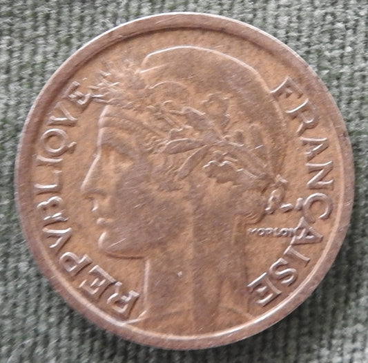French 1934 1 One Franc Coin Marianne's Head