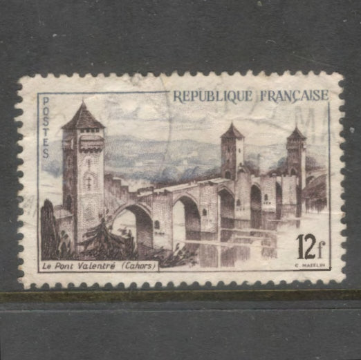 France 1955 12 Franc Le Pont Valentre Landscapes Multicoloured Stamp