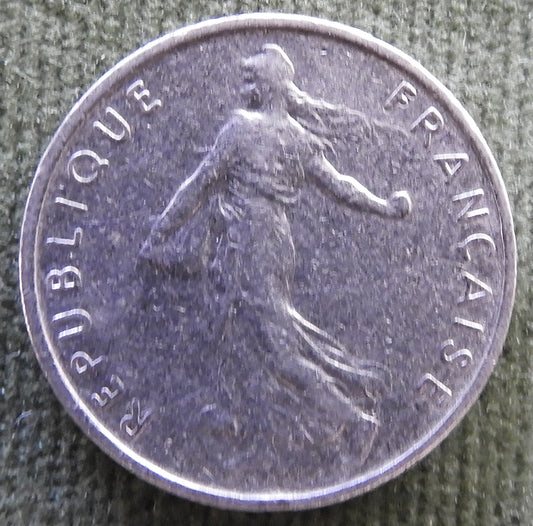 French 1967 1/2 Franc Coin - Circulated