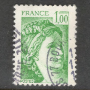 France 1978 1.00 Franc Green Sabine Stamp