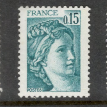 France 1978 0.15 Franc Greenish Blue Sabine Stamp