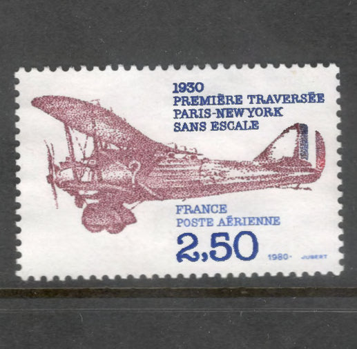 France 1980 2.50 Franc 50th Anniversary of First Non-stop Paris-New York Flight Multicoloured Airmail Stamp