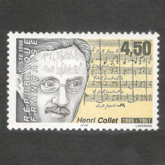 France 1998 4.50 Franc Henri Collet - Composer and Writer Multicoloured Stamp