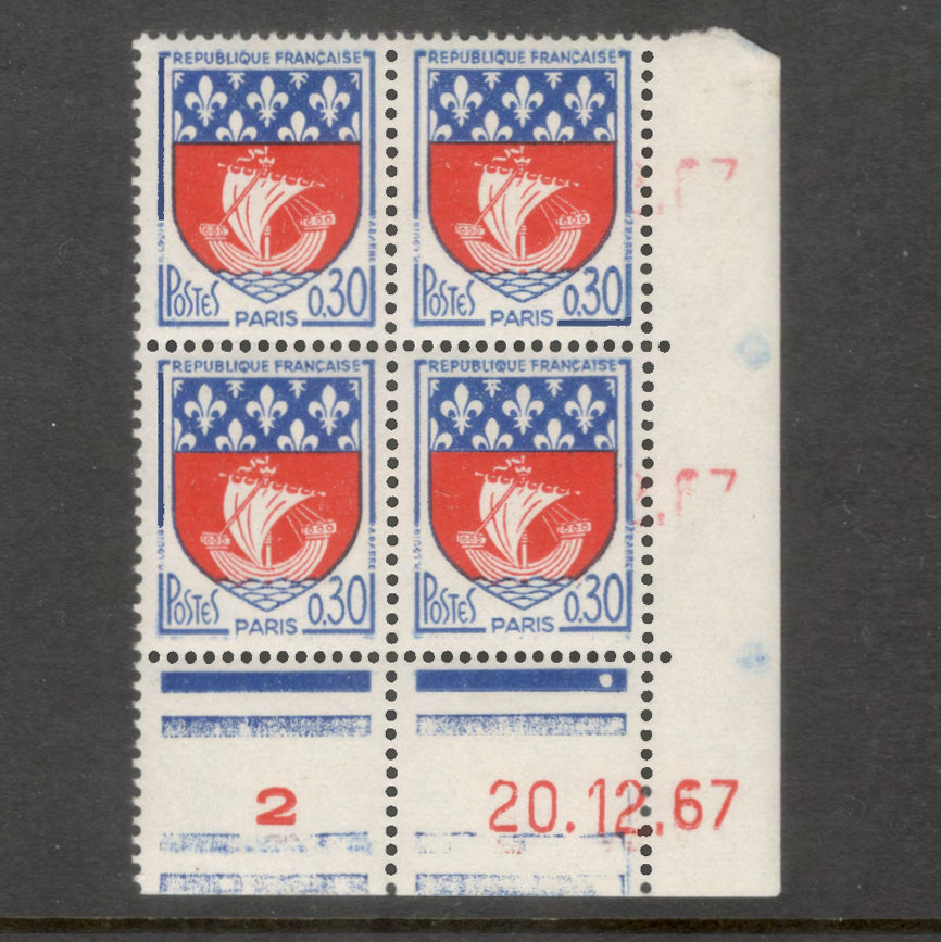 France 1965 City Arms Paris 0.30 Franc Multicoloured Stamp Block