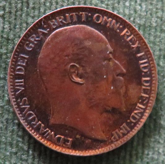 GB British UK English 1902 Farthing King Edward VII Coin - EF