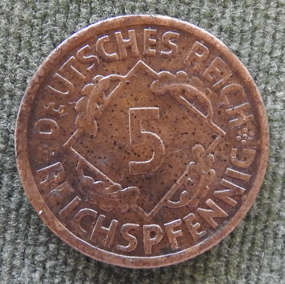 Germany 1925 A 5 Pfennig Duetsches Reich Coin