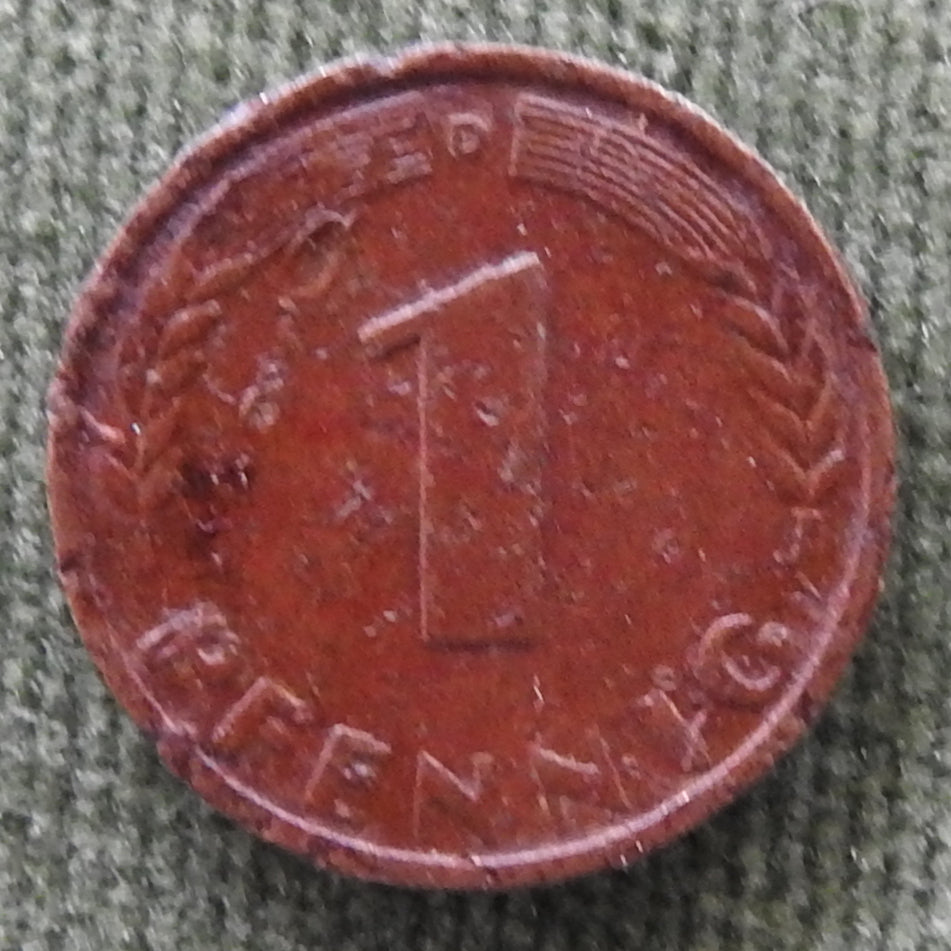 Germany 1949 D 1 Pfennig Coin