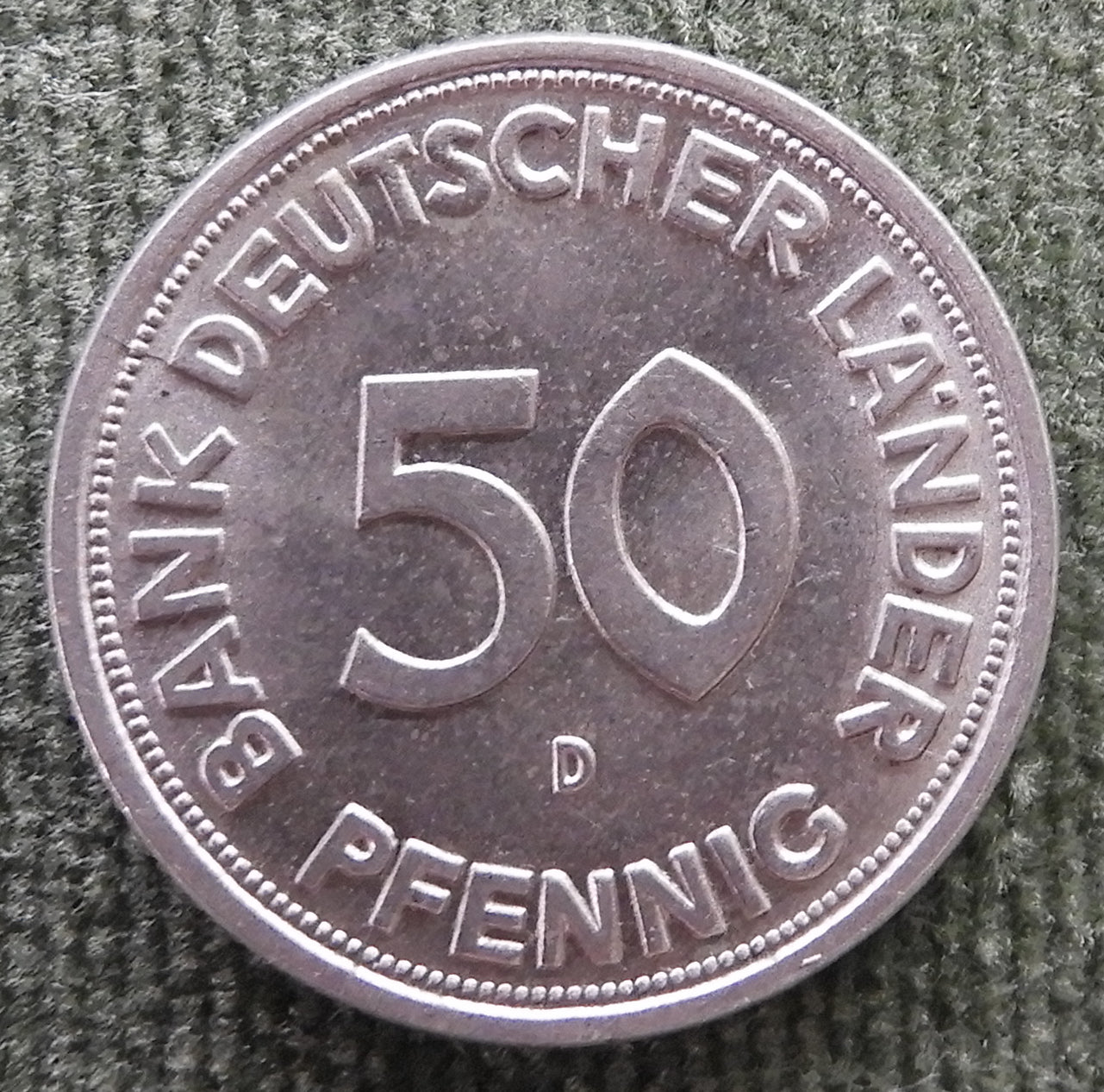 Germany 1949 D 50 Pfennig Coin - Circulated