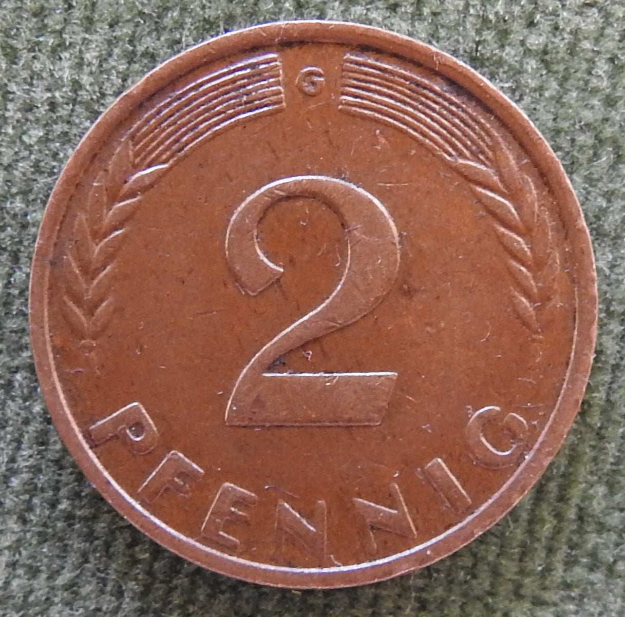 Germany 1950 G 2 Pfennig Coin Oak Seedling