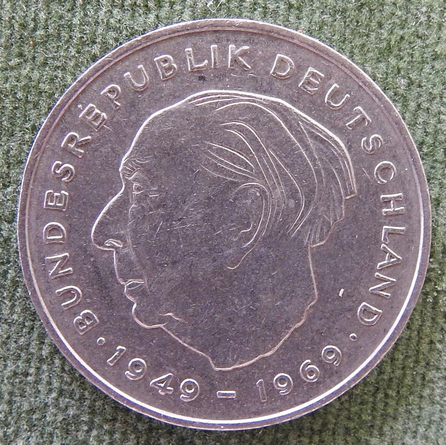 Germany 1974 D 2 Deutsche Mark Coin Konrad Adenauer