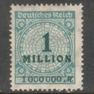 German Empire 1923 1M 1000000 Mark Greenish Blue Daily New Daily Overprinted Stamp - Perfin: 14.0