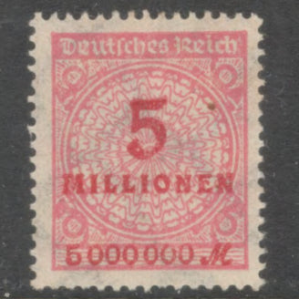 German Empire 1923 5M 5000000 Mark Rose New Daily Overprinted Stamp - Perfin: 14.0