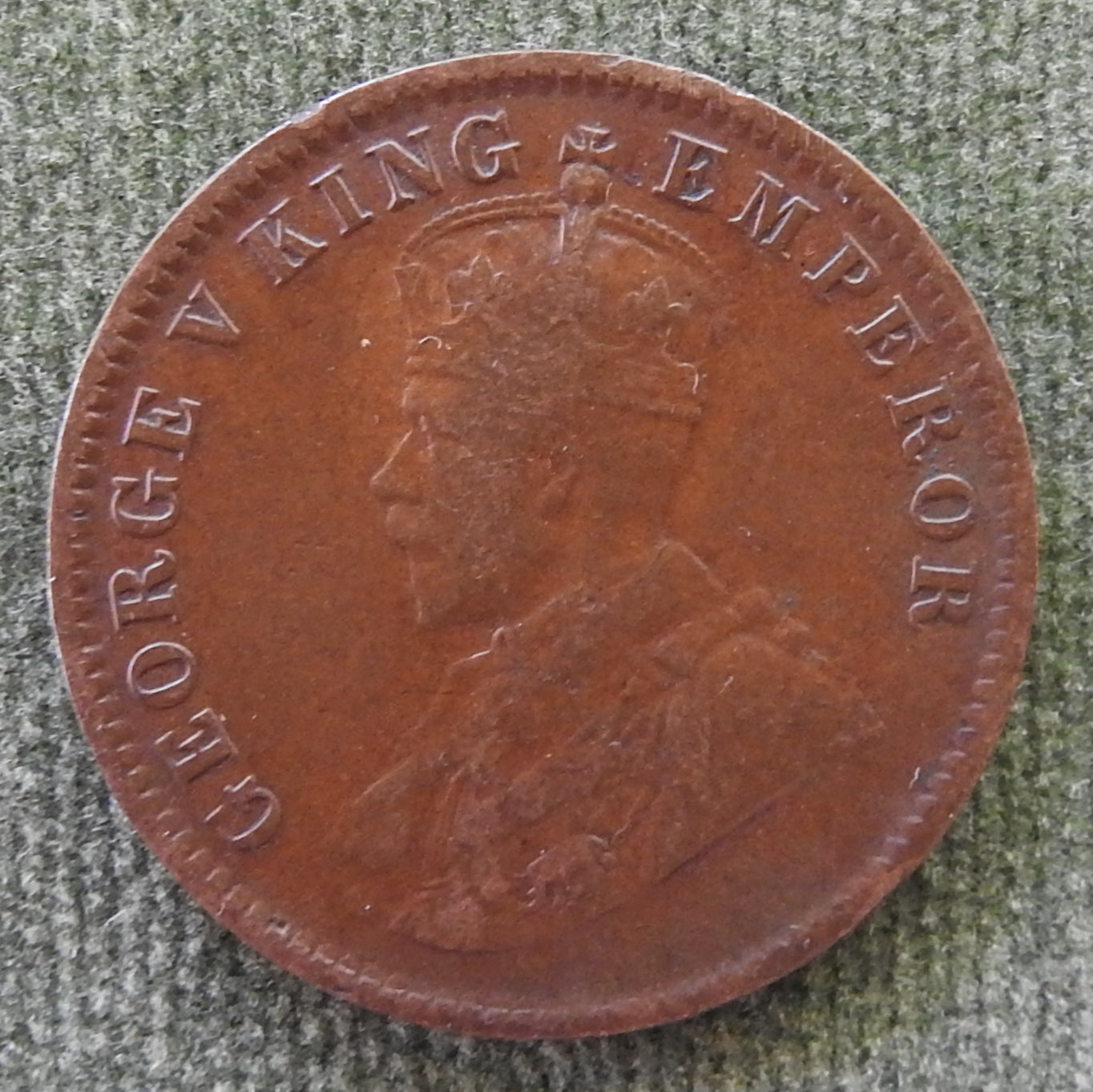 India 1913 1/4 One Quarter Anna King George V Coin