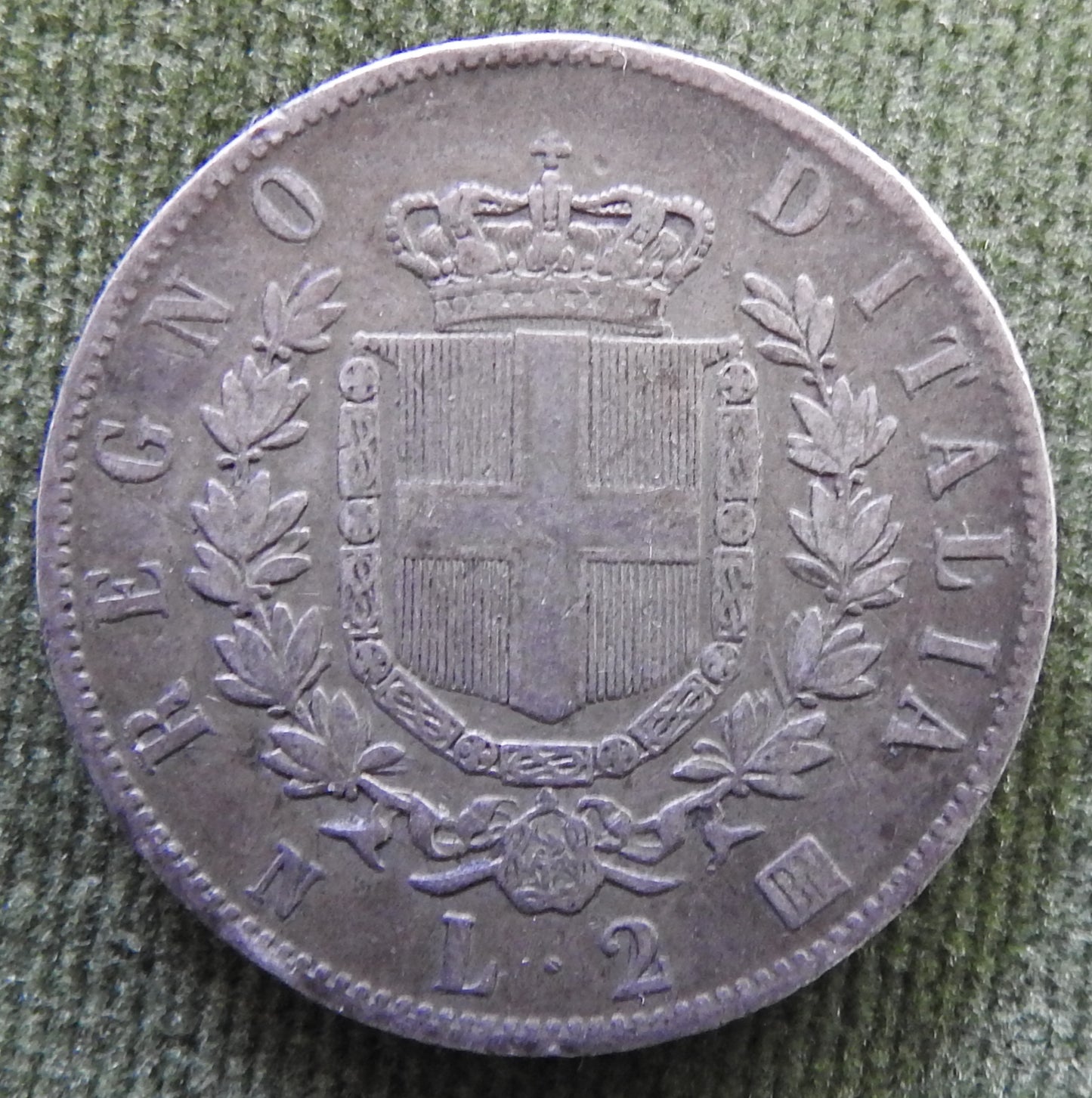 Italy 1863 2 Lira Vittorio Emanuel Silver Coin - Grades as Fine
