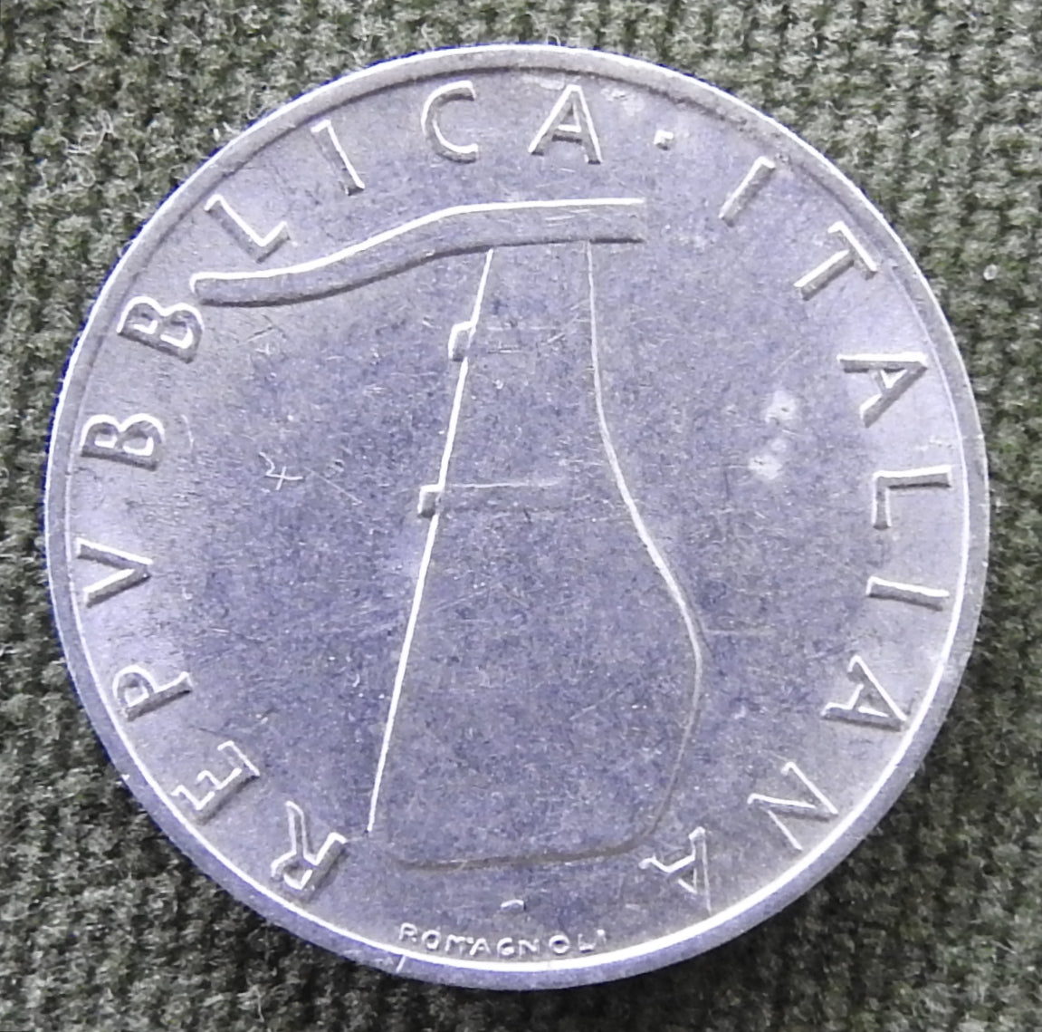 Italy 1955 5 Lire Rudder Coin