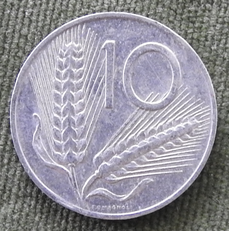 Italy 1971 10 Lire Plough Coin