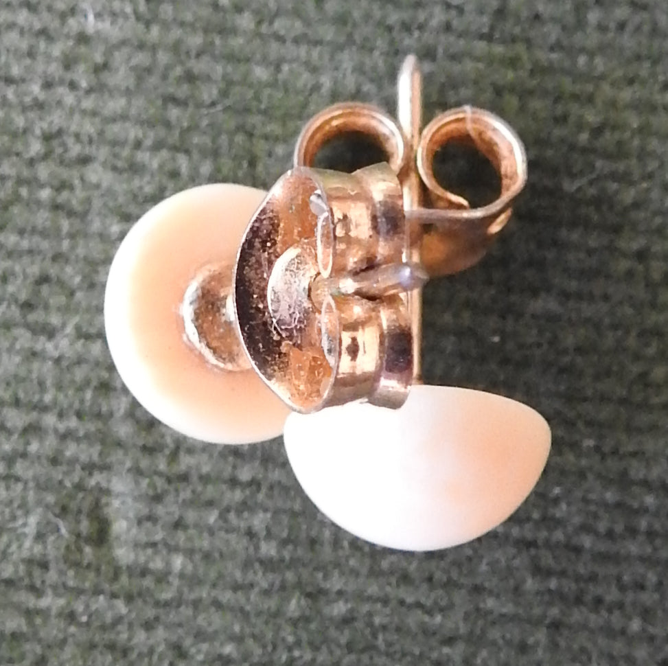 Ivory Dome Top Earrings (Cabochon) With Gold Studs & Keepers