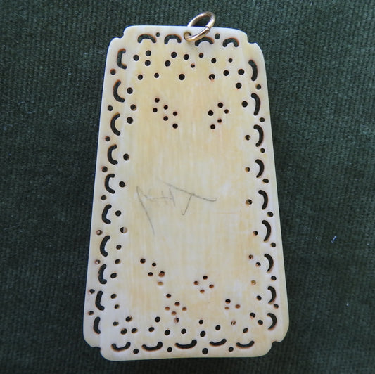 Ivory Carved Floral Pendant With Pierced Decoration