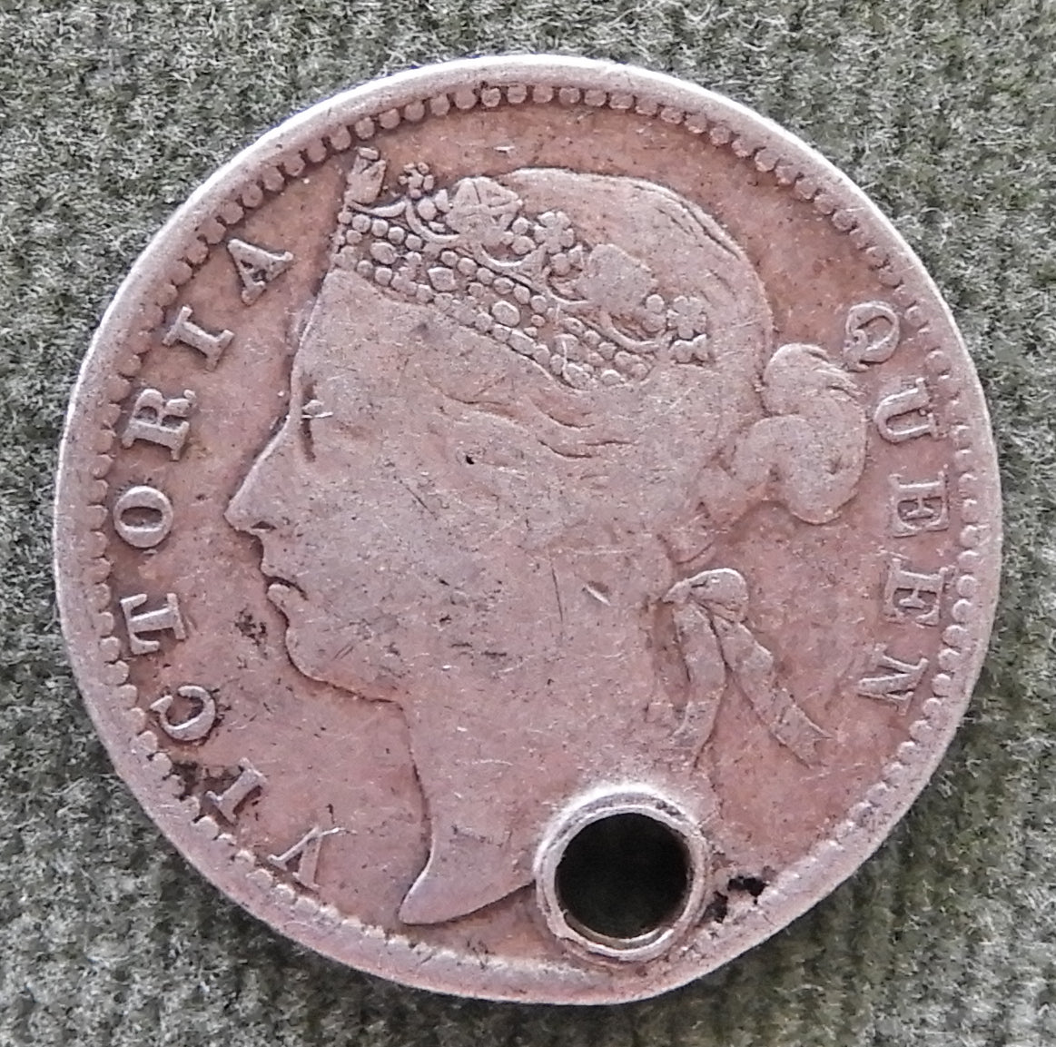 Straits Settlements 1887 10 Cent Queen Victoria Silver Coin