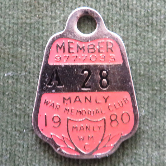 Manly War Memorial Club 1980 Members Fob Number A 28