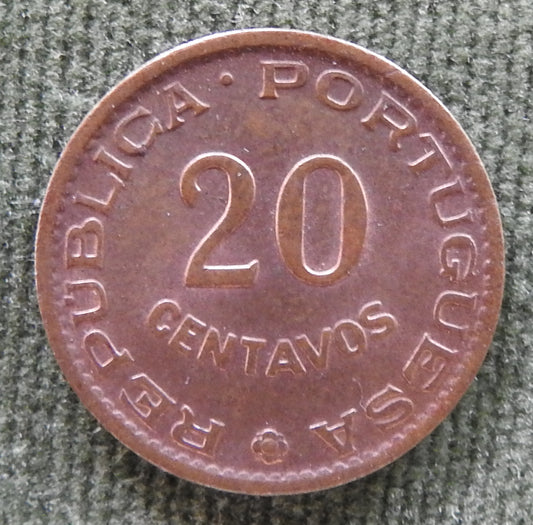 Mozambique 1961 20 Centavos Arms Within Crowned Globe Coin