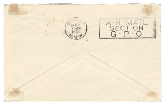 New Zealand 1934 Airmail Cover - Southern Cross - Sixth Crossing Trans-Tasman Airmail