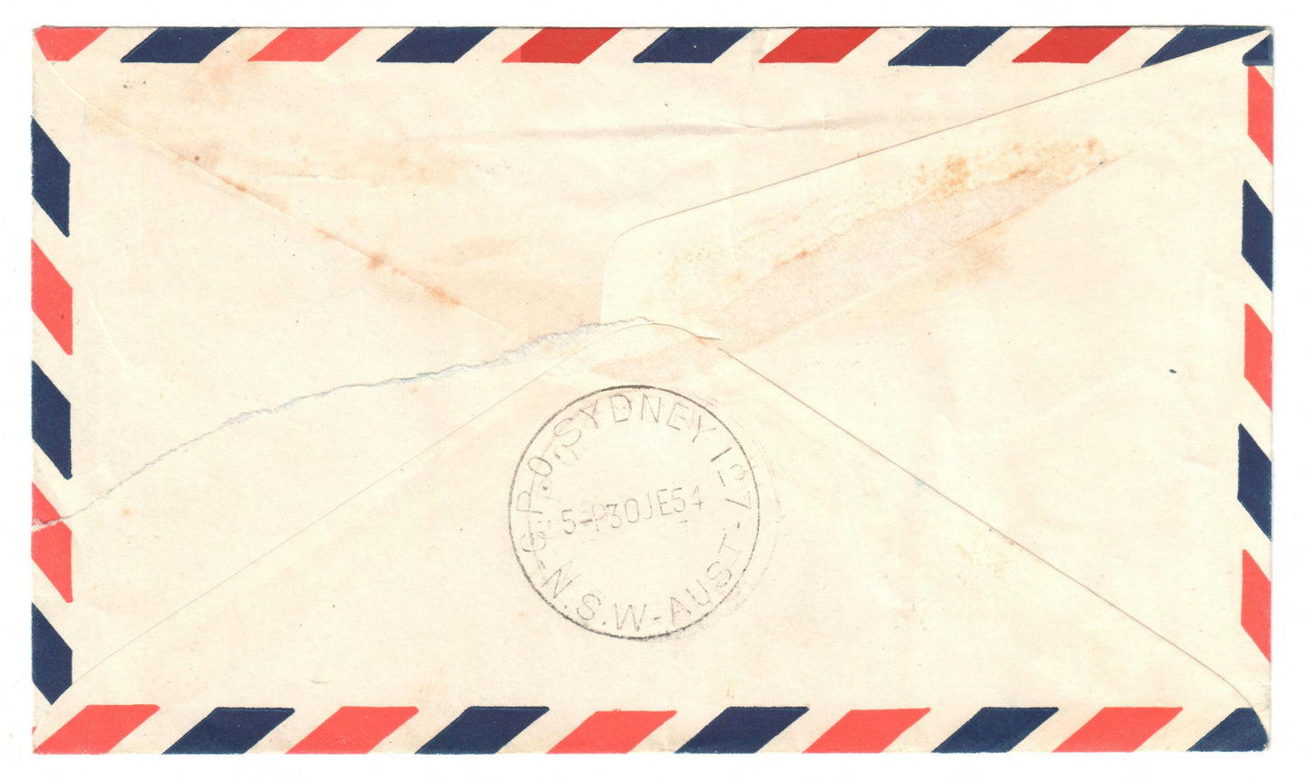 New Zealand 1954 Inaugural Flight DC6 Air Service Hand Stamped