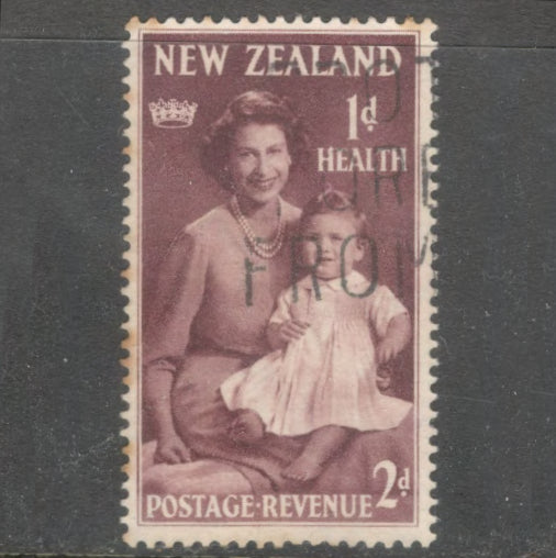New Zealand 1950 2d +1d 2 Pence + 1 Penny Violet Brown Health Stamp - Perfin: 14.0x14.5