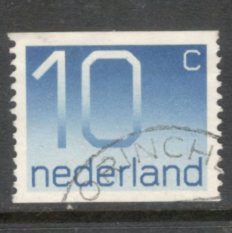 Dutch Netherlands 1976 - 1982 10 Cent Blue Numeral Stamp - Perfin: 12.75x13.5