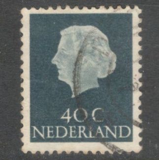 Dutch Netherlands 1953 40 Cent Greyish Blue Queen Juliana Stamp - Perfin: 13.5x12.5