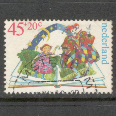Dutch Netherlands 1980 45+20 Cent Multicoloured Child Care Stamp - Perfin: 13.75x13.0
