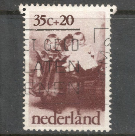 Dutch Netherlands 1974 35+20 Cent Violet Child Care Stamp - Perfin: 12.5x14.0