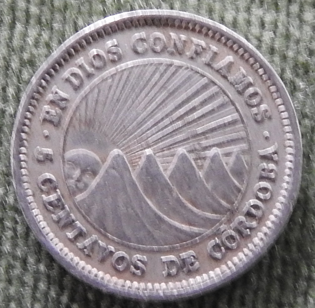 Nicaragua 1954 5 Centavos Coin Francisco Hernandez de Cordoba