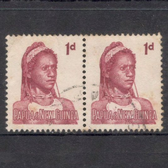 New Guinea PNG 1961-1963 1d 1 Penny Local Motives Brown Carmine Stamp