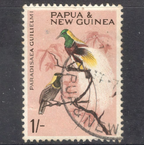 New Guinea PNG 1964-1965 1s 1 Shilling Birds Paradisaea Guilielmi Multicoloured Stamp