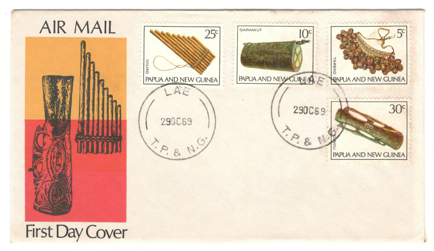 New Guinea PNG 1969 Musical Instruments First Day Cover FDC
