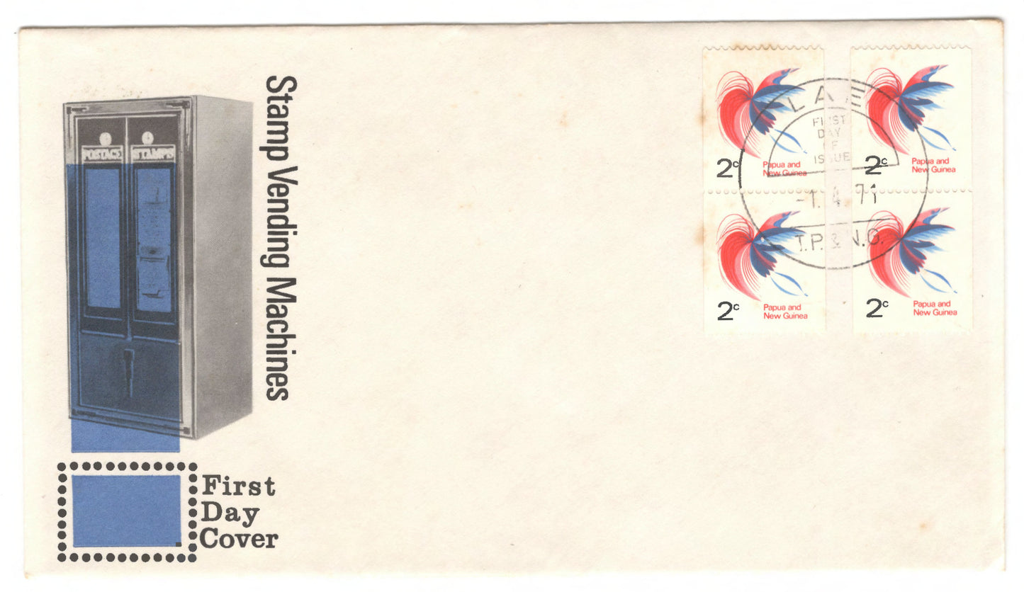 New Guinea PNG 1971 Stamp Vending Machines Bird of Paradise Imperforated Vertical First Day Cover FDC