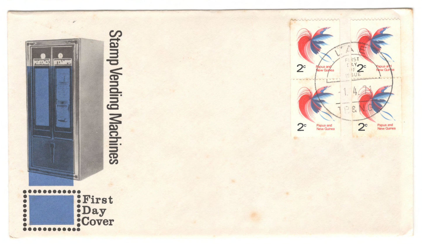 New Guinea PNG 1971 Stamp Vending Machines Bird of Paradise Imperforated Vertical First Day Cover FDC