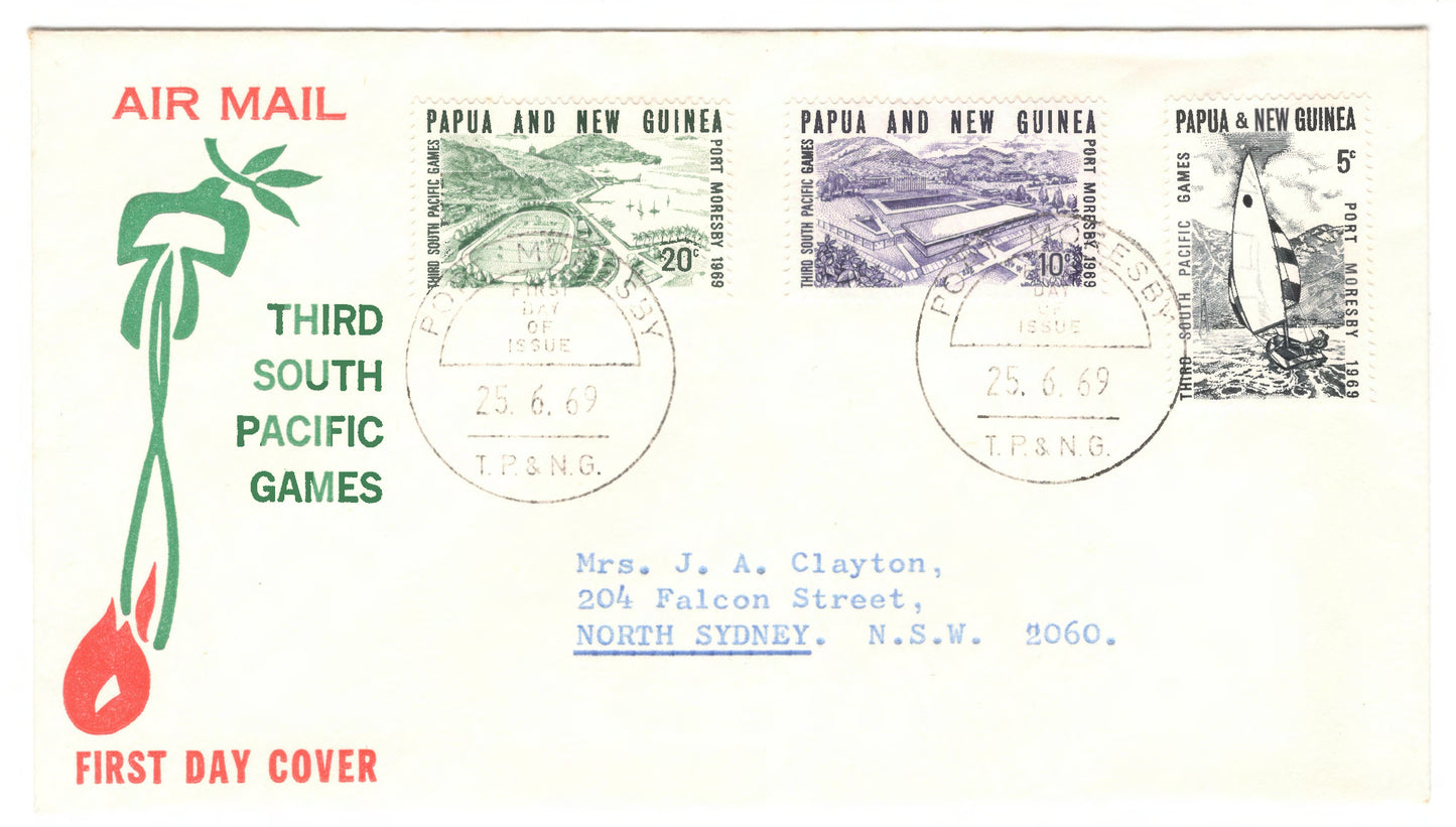 New Guinea PNG 1969 3rd Anniversary of the South Pacific Games Port Moresby First Day Cover FDC