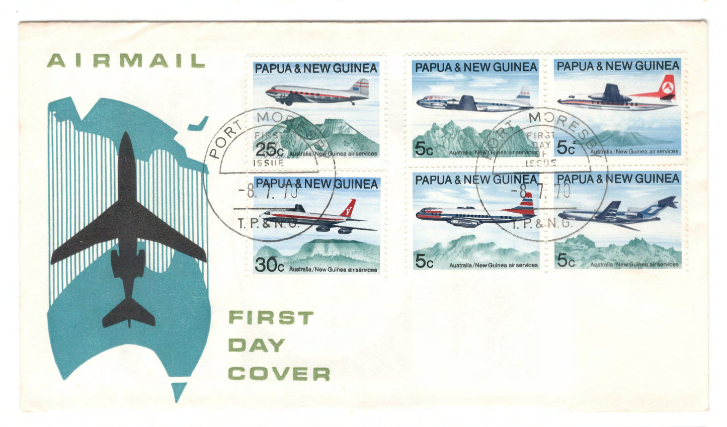 New Guinea PNG 1970 Australian and New Guinea Air Services First Day Cover FDC