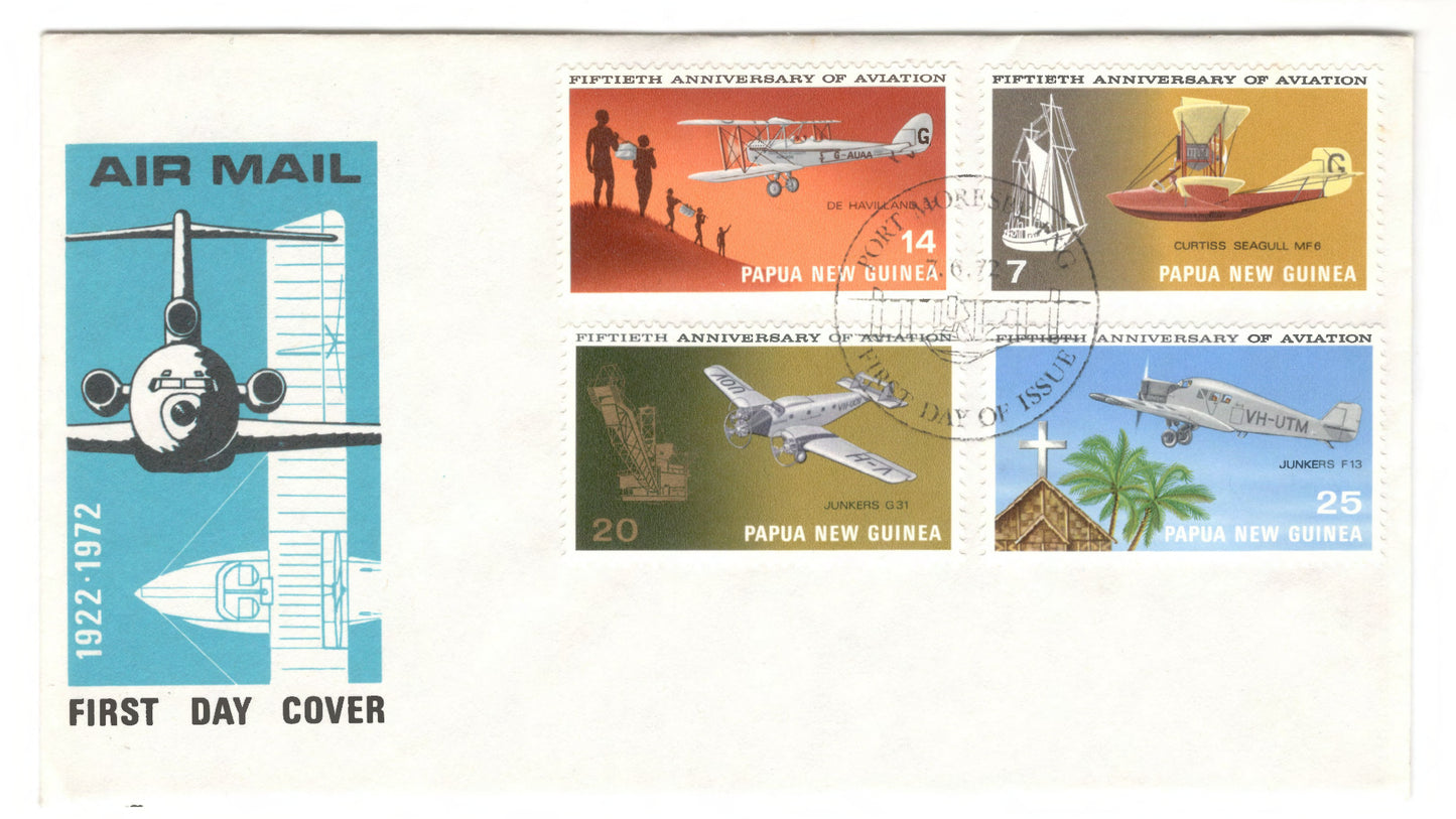 New Guinea PNG 1972 50th Anniversary of Aviation First Day Cover FDC