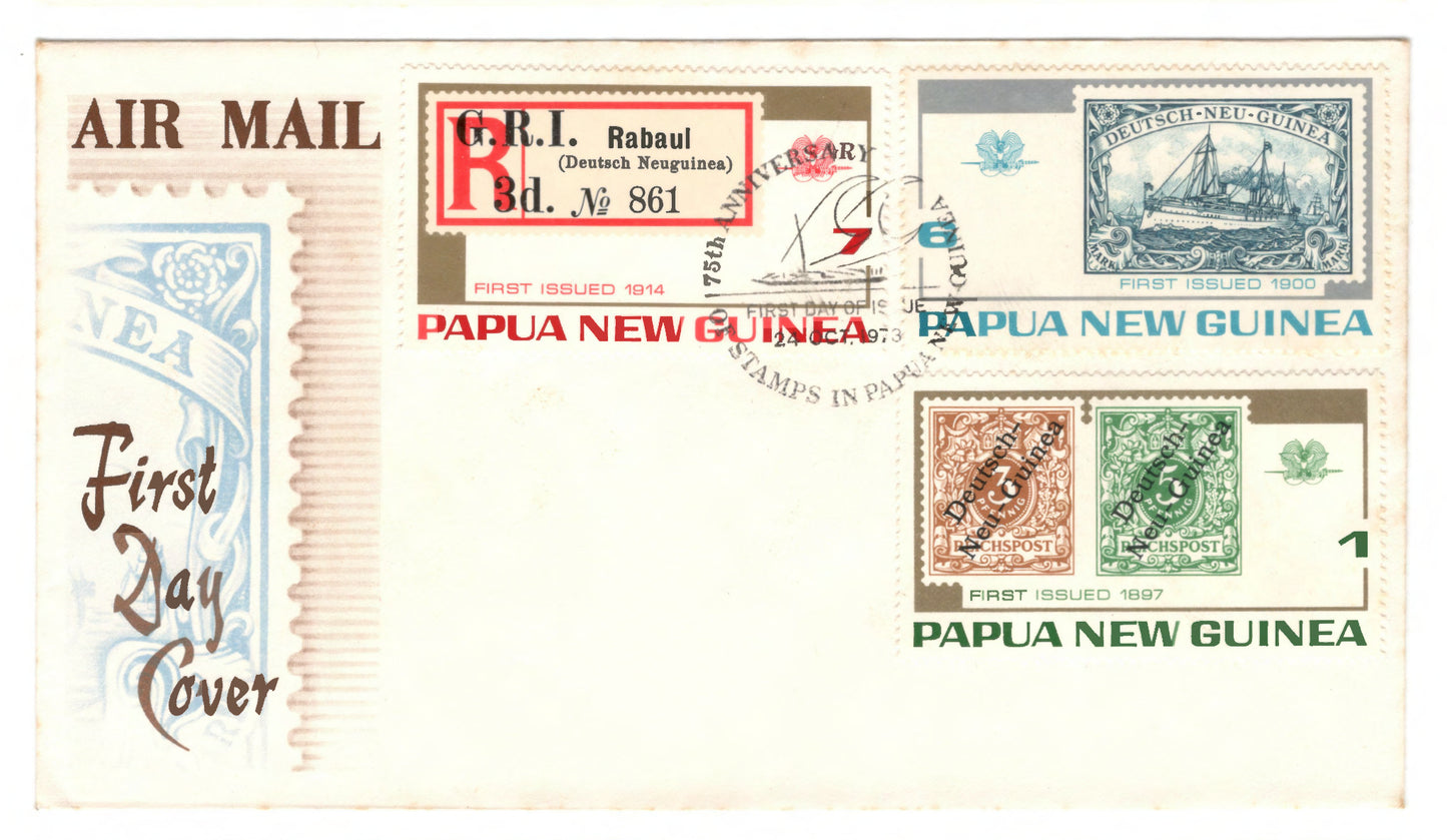 New Guinea PNG 1973 75th Anniversary of Papua New Guinea Stamps First Day Cover FDC