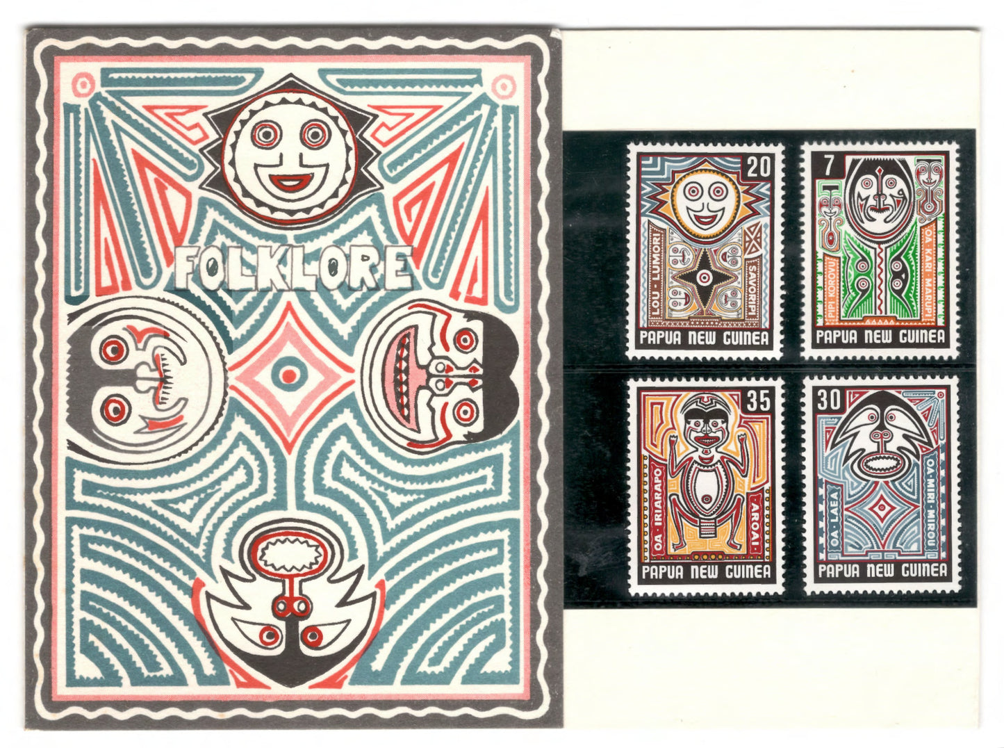 New Guinea PNG 1977 Folklore Stamp Pack of 4 Stamps