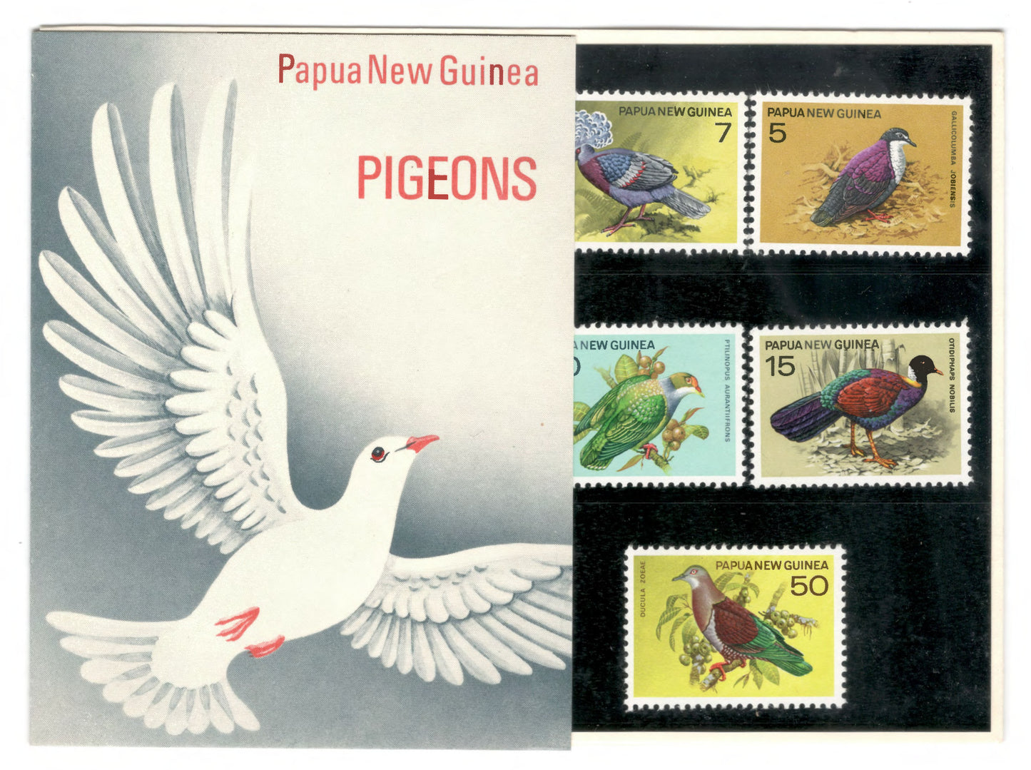 New Guinea PNG 1977 Pigeons Of Papua New Guinea Stamp Pack of 5 Stamps