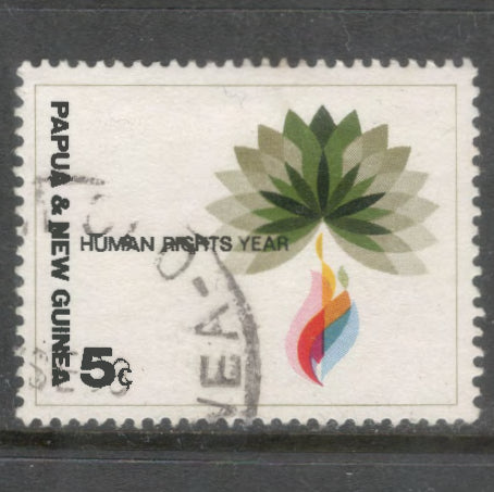 New Guinea PNG 1968 5 Cent Multicoloured Universal Suffrage Stamp - Perfin: 14.0x12.75