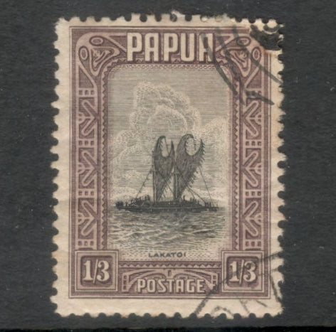 Papua 1932 1/3d Brownish Purple / Black Lakatoi Local Motif Stamp - Perf: 11