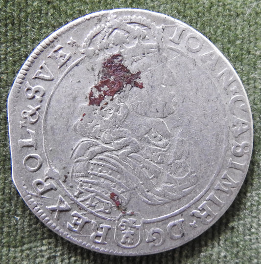 Polish Lithuanian 1/4 Thaler Jan II Kazimierz Waza Coin - Heavily Circulated