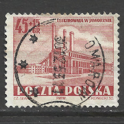 Poland Polska 1952 The Building of a New Electric Power Plant in Jaworzno - Cancelled