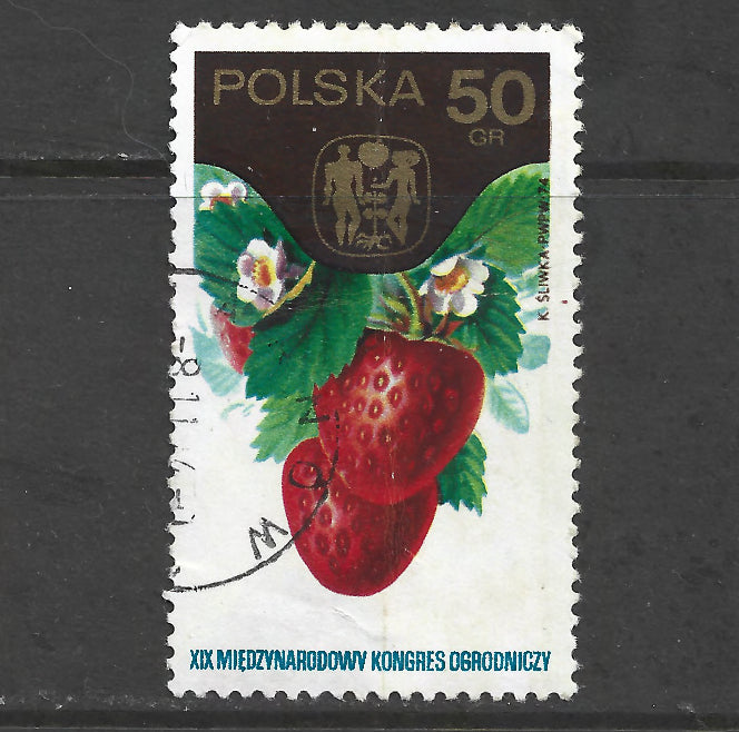 Poland Polska 1974 19th International Congress for Gardeners in Warsaw Fragaria Grandiflora Stamp - Cancelled